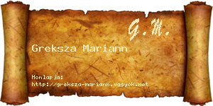 Greksza Mariann névjegykártya